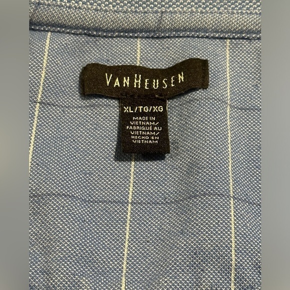 Van Heusen Blue Pinstriped Polo Shirt - Picture 3 of 4